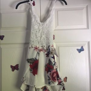White lace and floral romper